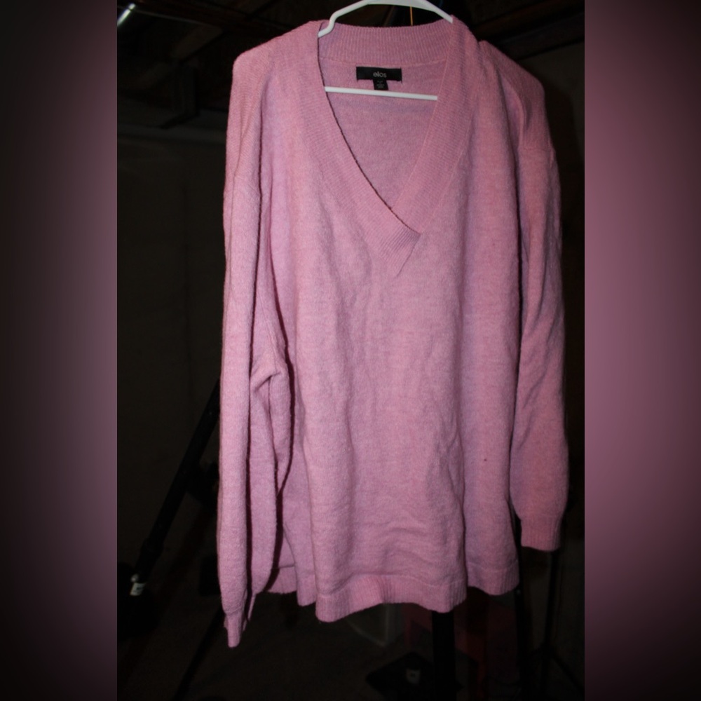 ellos Women's Soft Pink V-Neck Sweater